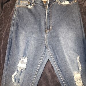 Classic Blue Distressed Women Jeans